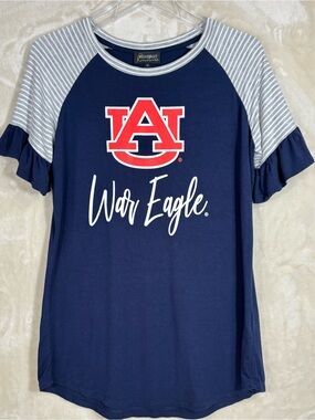 Game Day Couture Women’s Auburn 'War Eagle' Navy Ruffle Sleeve Tee Size S